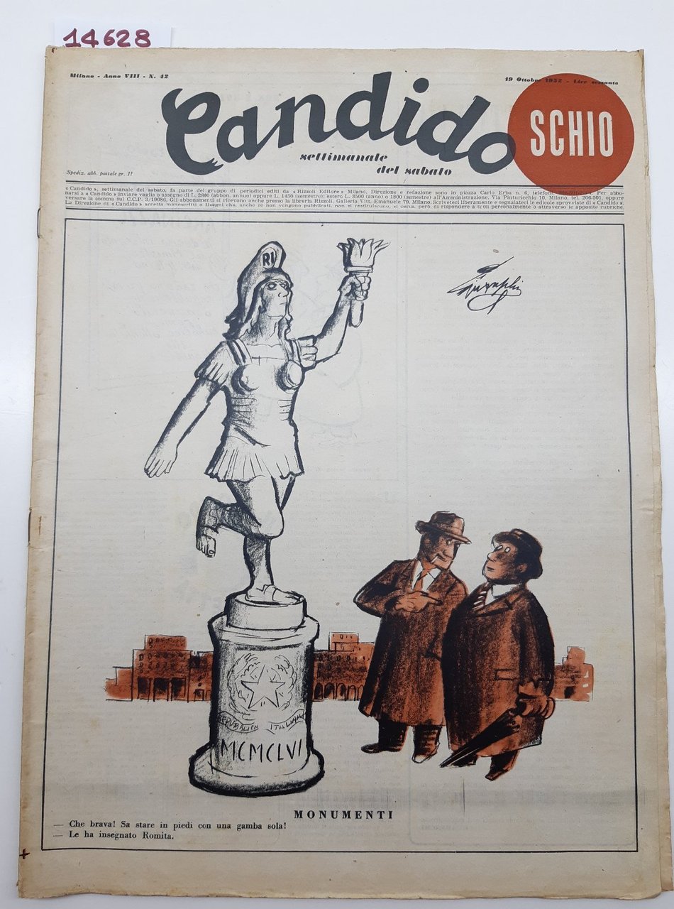 Guareschi Satira politica Candido settimanale del sabato n. 42 1952