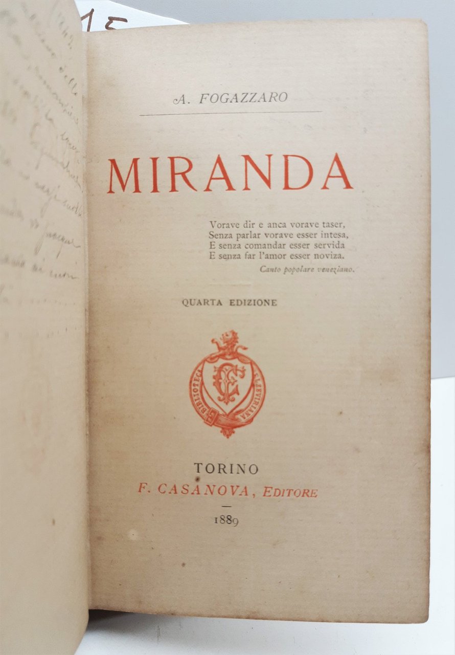 Fogazzaro Miranda Casanova 1889