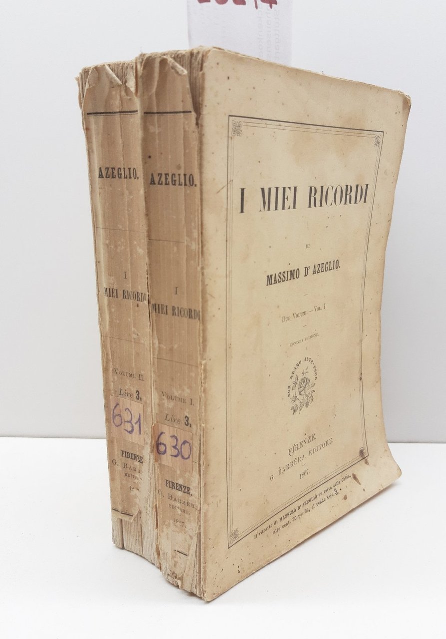 I miei ricordi di Massimo D'Azeglio due volumi Barbera 1867