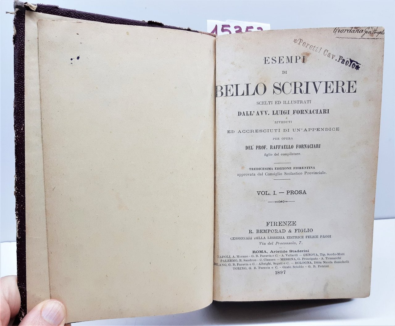 Esempi di bello scrivere Luigi Fornaciari vol. I e II …