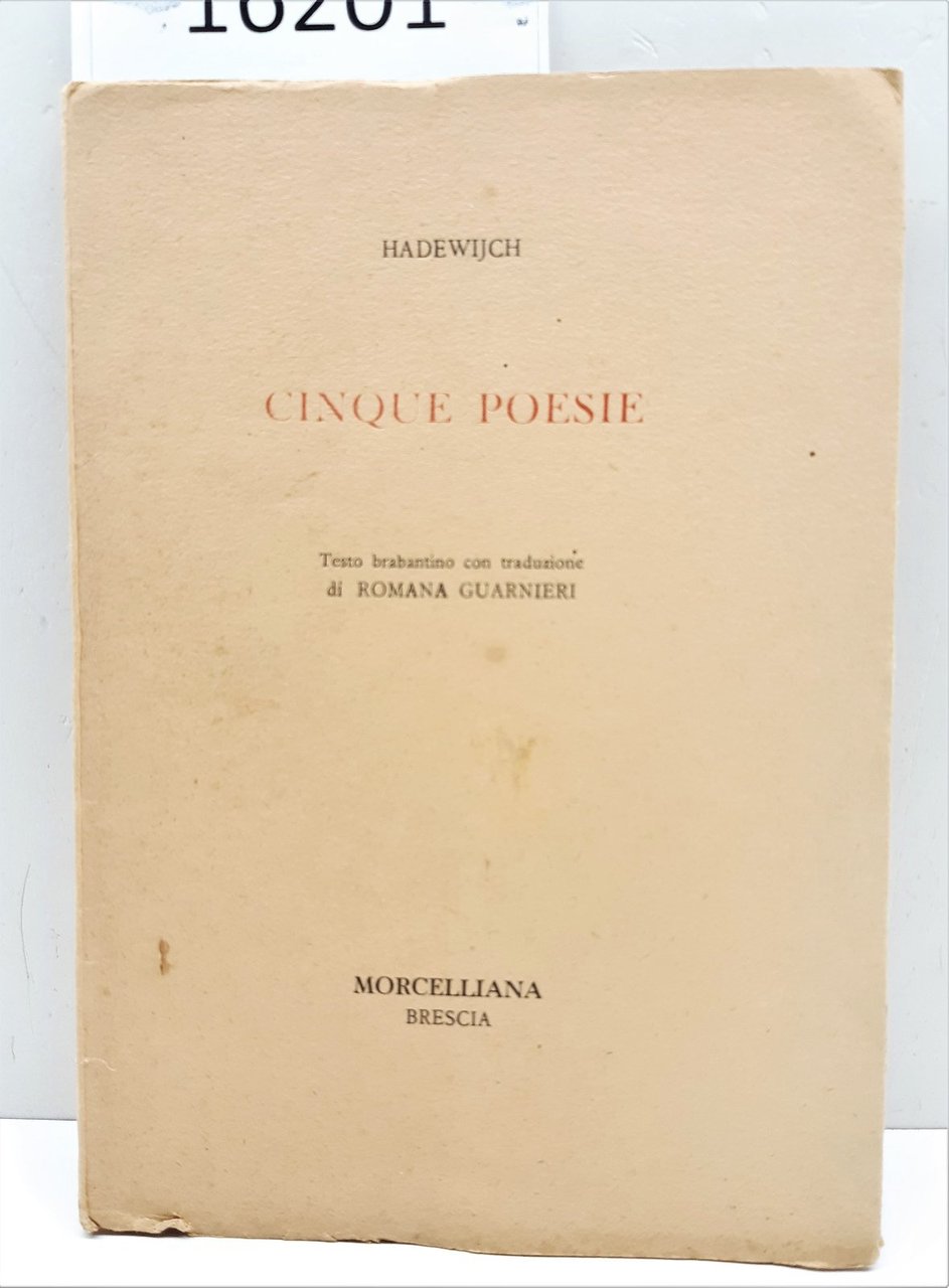 Hadewijch Cinque Poesie Traduzione Romana Guarnieri Marcelliana Brescia 1947