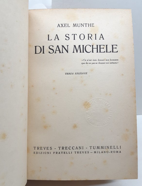 Alex Munthe La storia di San Michele Treccani Treves Tumminelli 1932