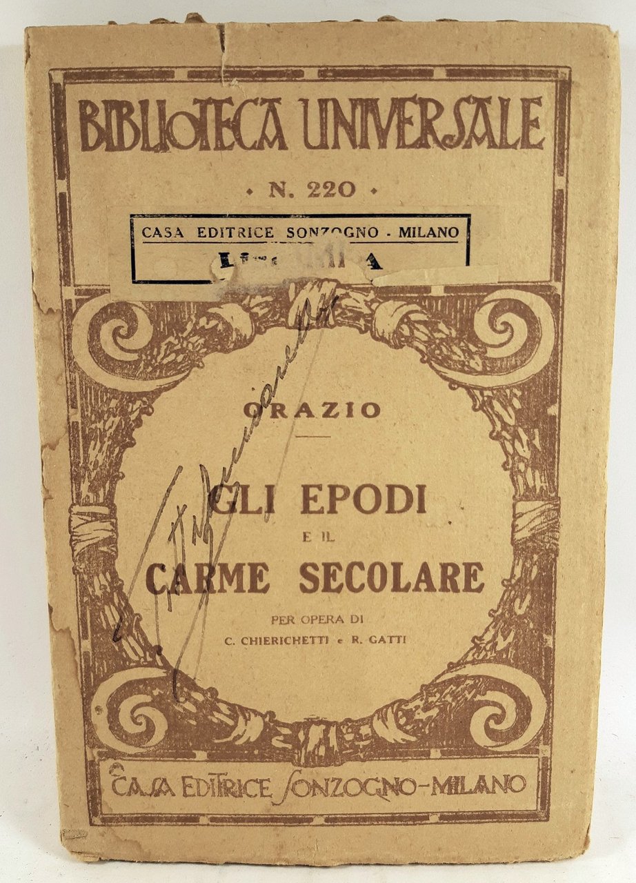 Orazio Gli epodi e il carme secolare Sonzogno