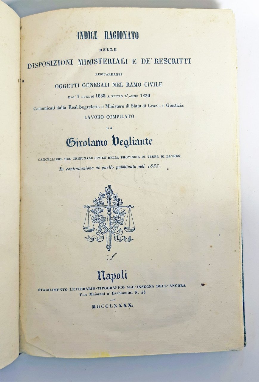 G. Vegliante Indice ragionato delle disposizioni ministeriali . dal 1∞ …