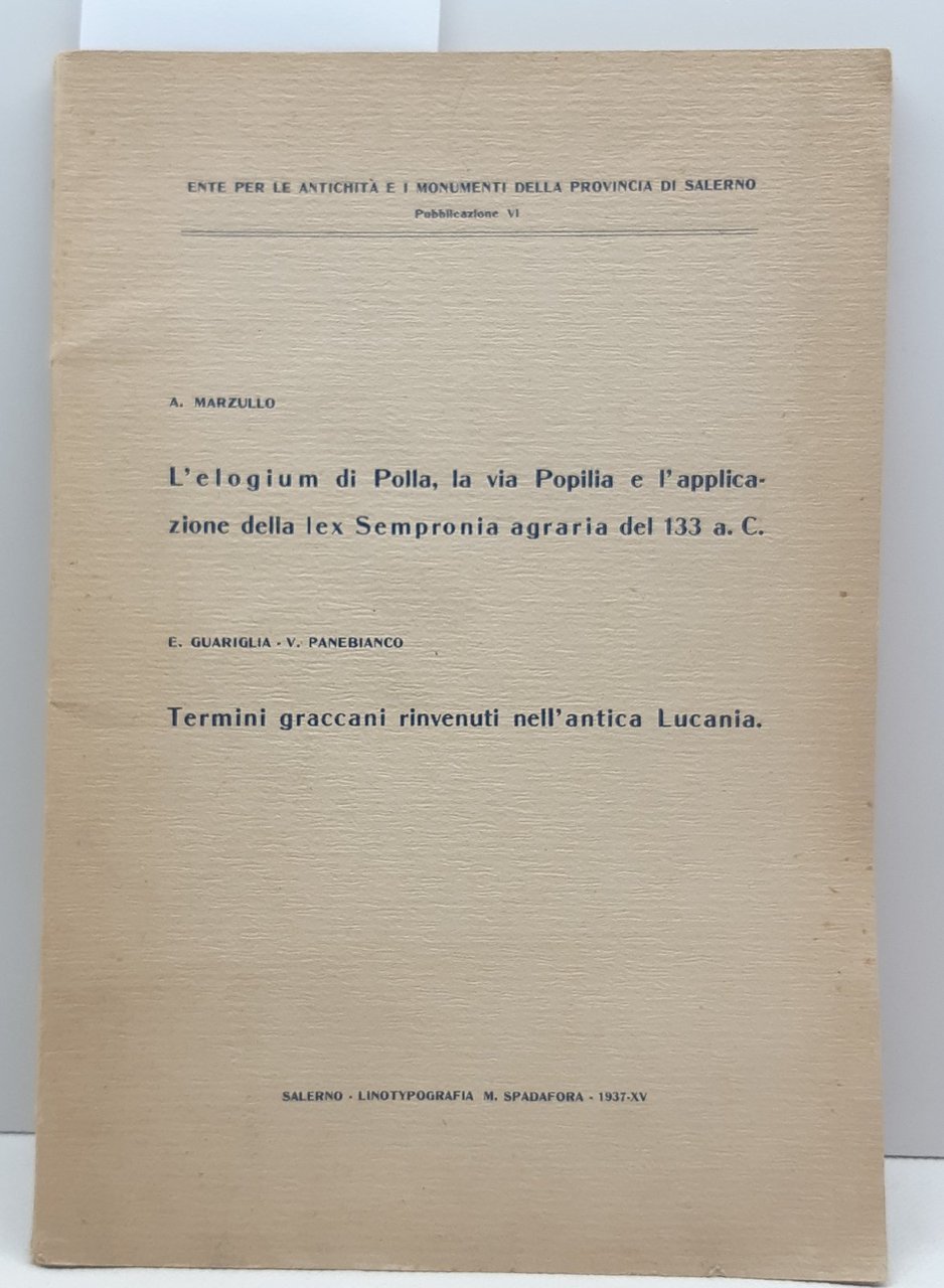 L'elogium di Polla la via Popilia - Termini graccani rinvenuti …