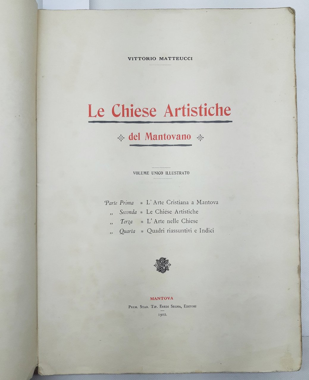 Vittorio Matteucci Le chiese artistiche del Mantovano Segna editori 1902