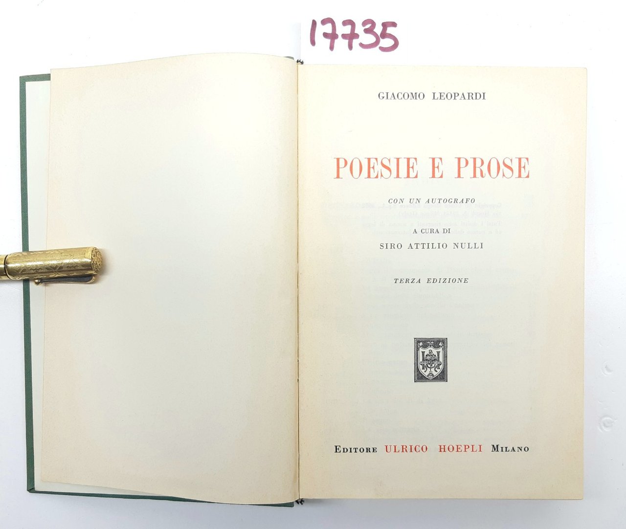Siro Attilio Nulli Giacomo Leopardi Poesie e prose 3° edizione …