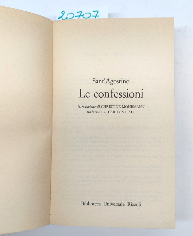 I classici della BUR Sant'Agostino le confessioni Rizzoli 7° edizione …