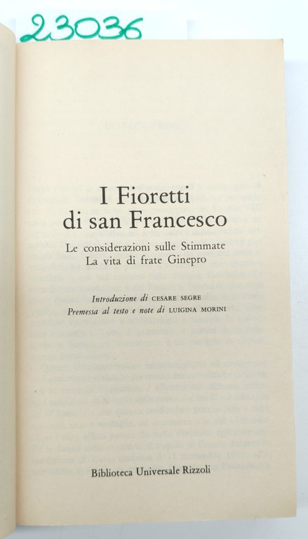 I Fioretti di San Francesco BUR Rizzoli 2° edizione 1992 | Immagine Gallery 5