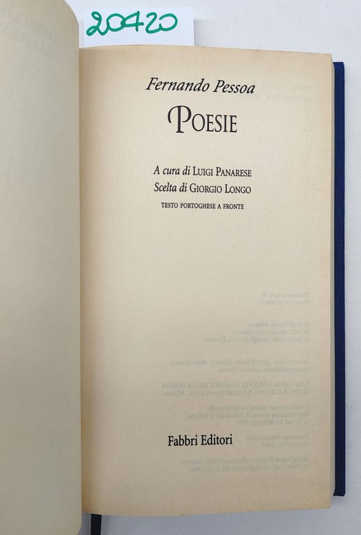 I grandi classici della poesia Fernando Pessoa Poesie Fabbri editore …