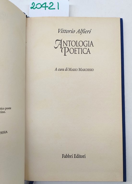 I grandi classici della poesia Vittorio Alfieri Antologia poetica Fabbri …
