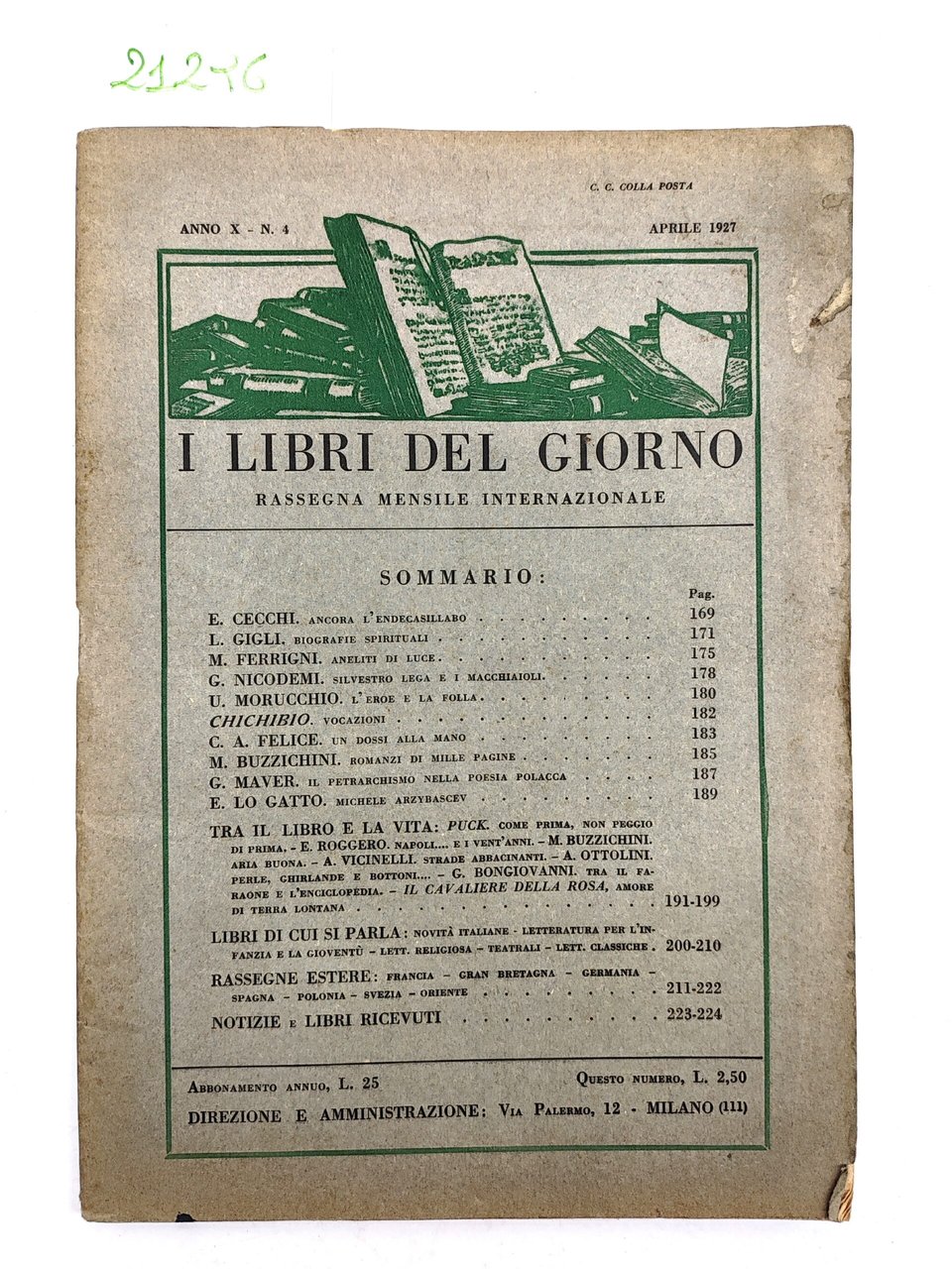I libri del giorno rassegna mensile internazionale numero 4 1927