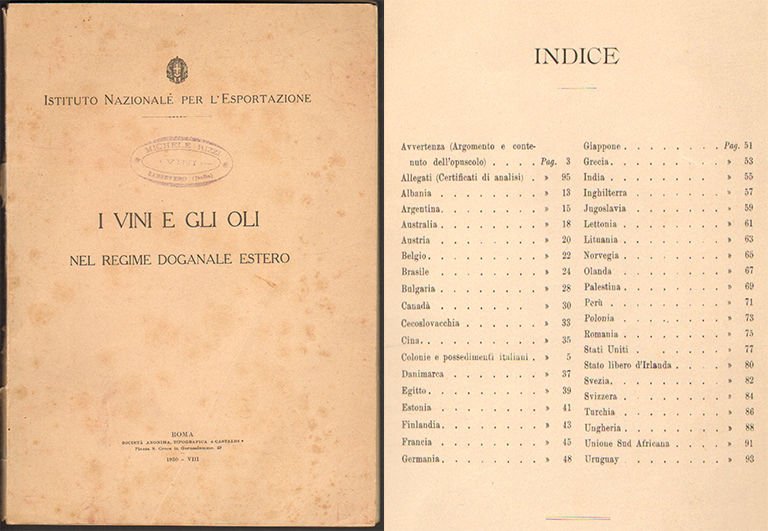 I Vini E Gli Oli Nel Regime Doganale Estero-Roma-Castaldi-1930