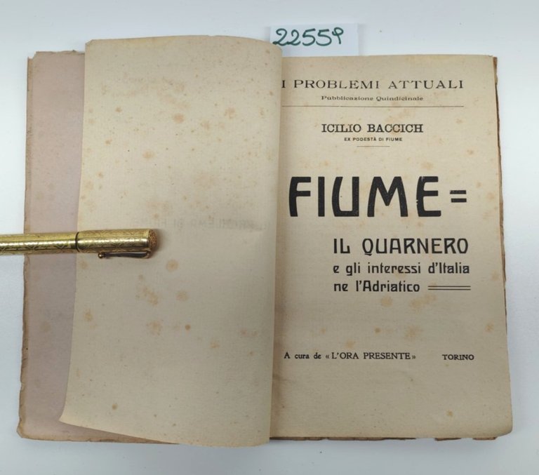 Icilio Baccich Fiume il Quarnero e gli interessi d'Italia ne …