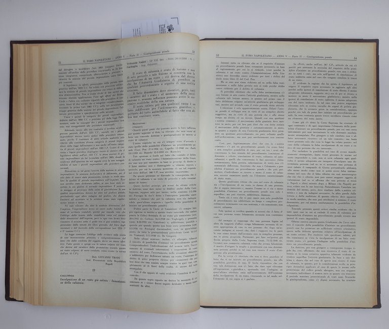 Il foro napoletano rassegna mensile di giurisprudenza anno V 1957 …