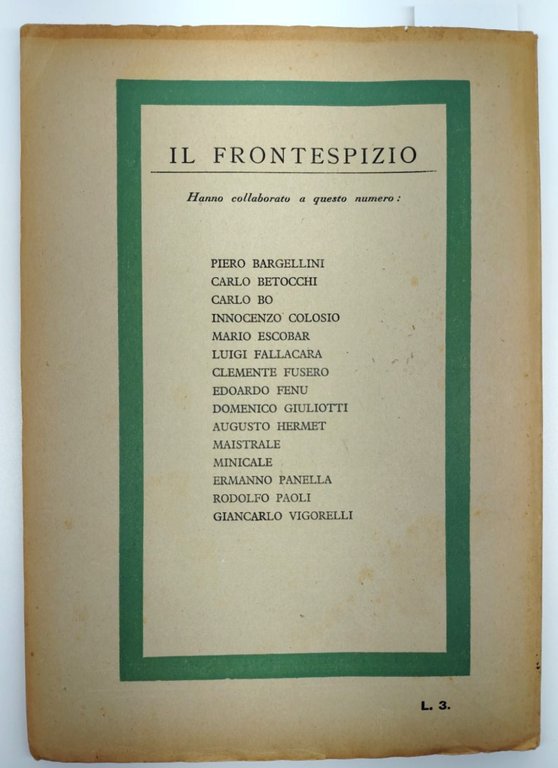 Il frontespizio dicembre 1937 numero 12 Vallecchi