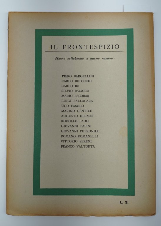 Il frontespizio novembre 1937 numero 11 Vallecchi