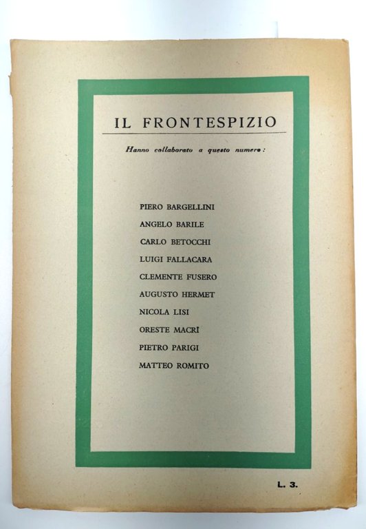 Il frontespizio ottobre 1937 numero 10 Vallecchi