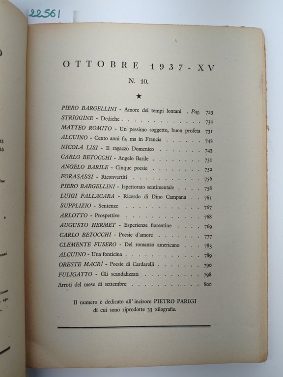 Il frontespizio ottobre 1937 numero 10 Vallecchi