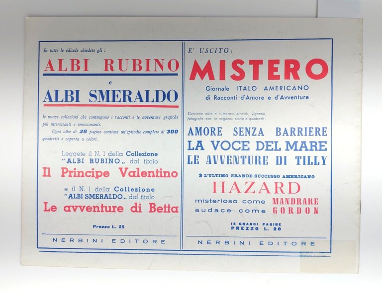 Il mistero del carico volante serie Hazard Nerbini ristampa anastatica