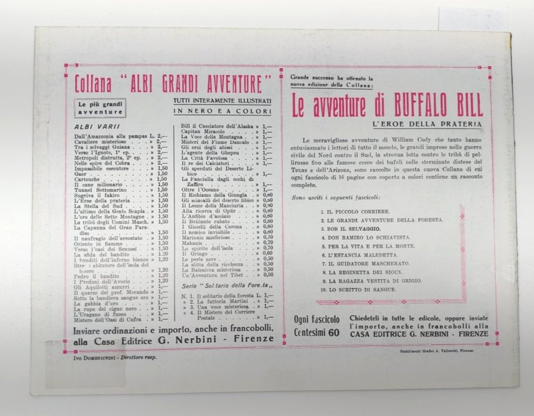 Il mistero del corriere postale Nerbini ristampa anastatica