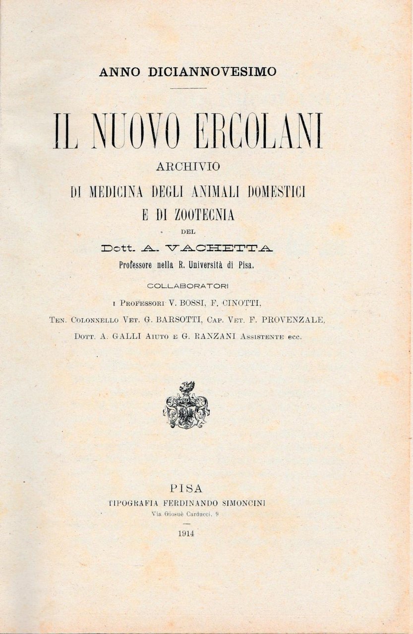 Il Nuovo Ercolani Archivio Di Medicina Animali Domestici E Di …