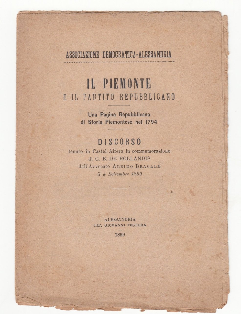 Il Piemonte e il Partito Repubblicano discorso in commemorazione dI …