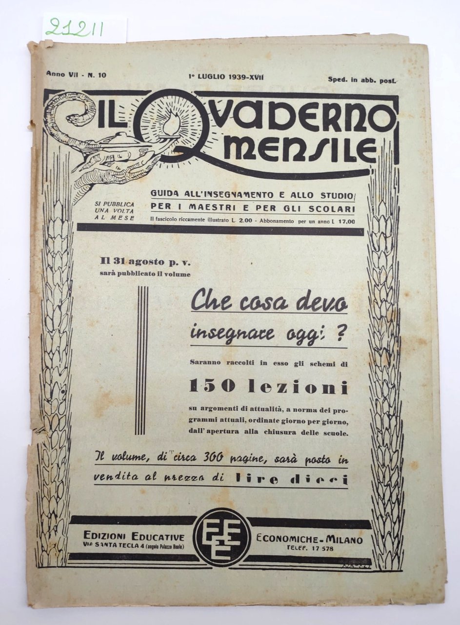 Il quaderno mensile n. 10 1939 guida all'insegnamento e allo …