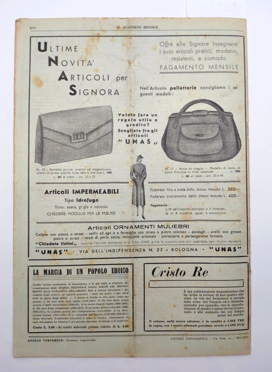 Il quaderno mensile n. 4-1940 guida all'insegnamento e allo studio …