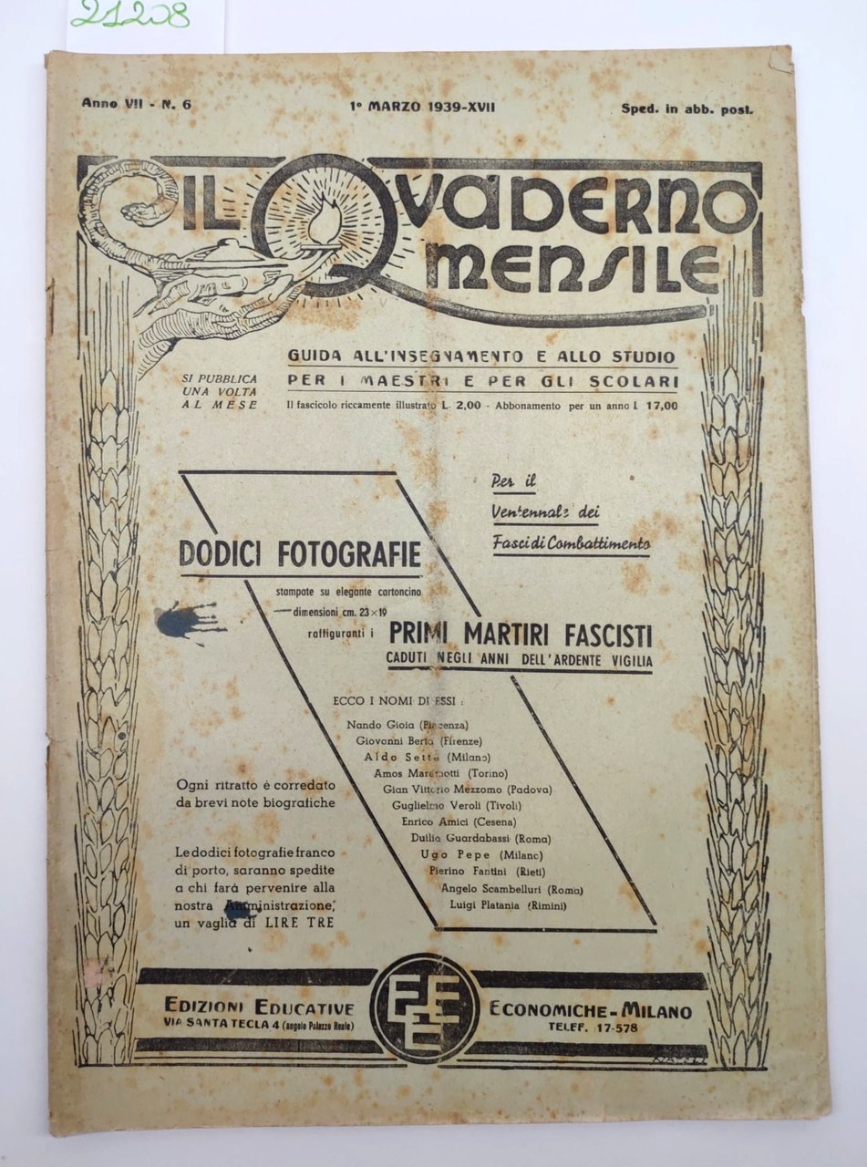 Il quaderno mensile n. 6 1939 guida all'insegnamento e allo …