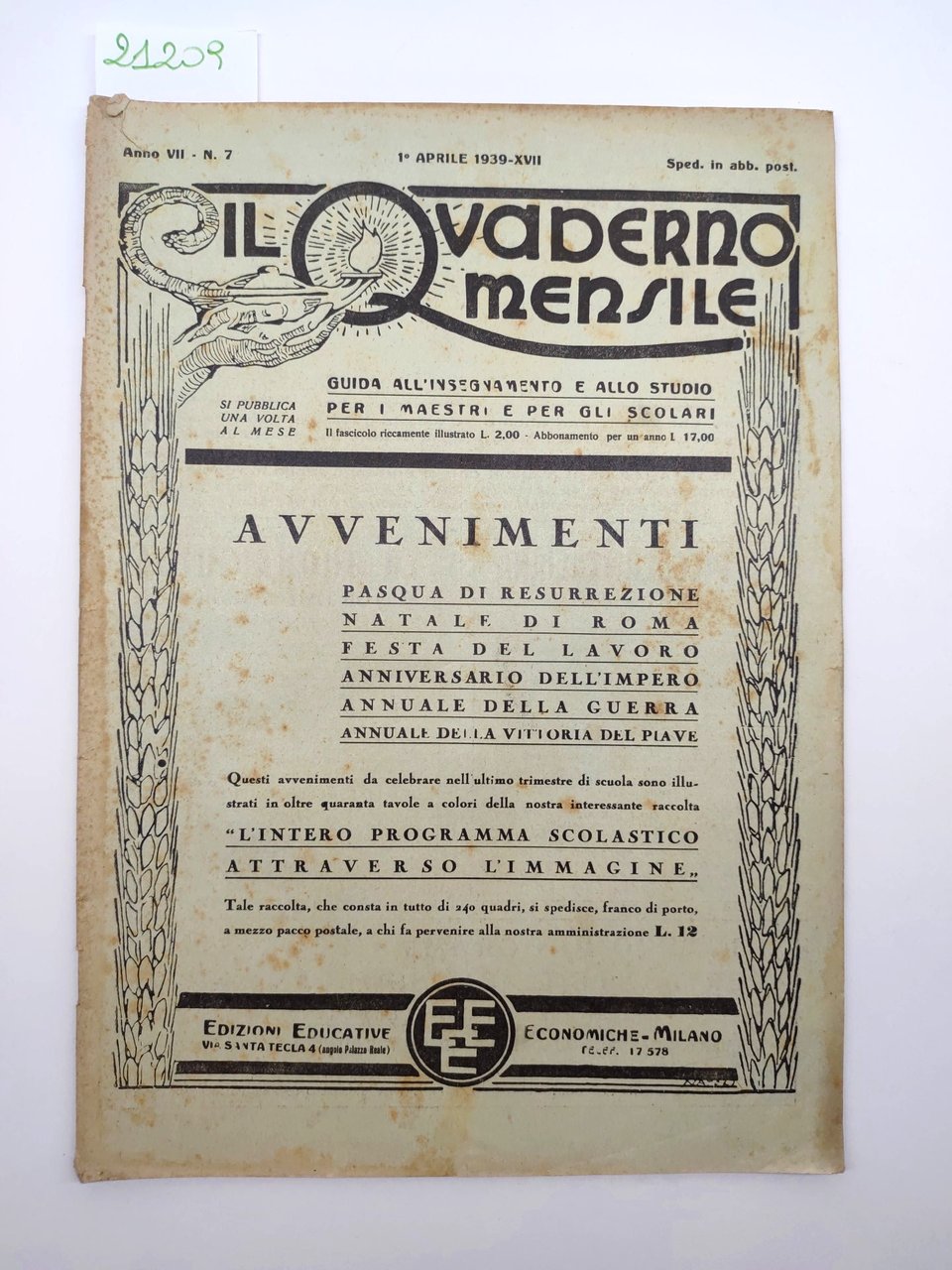 Il quaderno mensile n. 7 1939 guida all'insegnamento e allo …