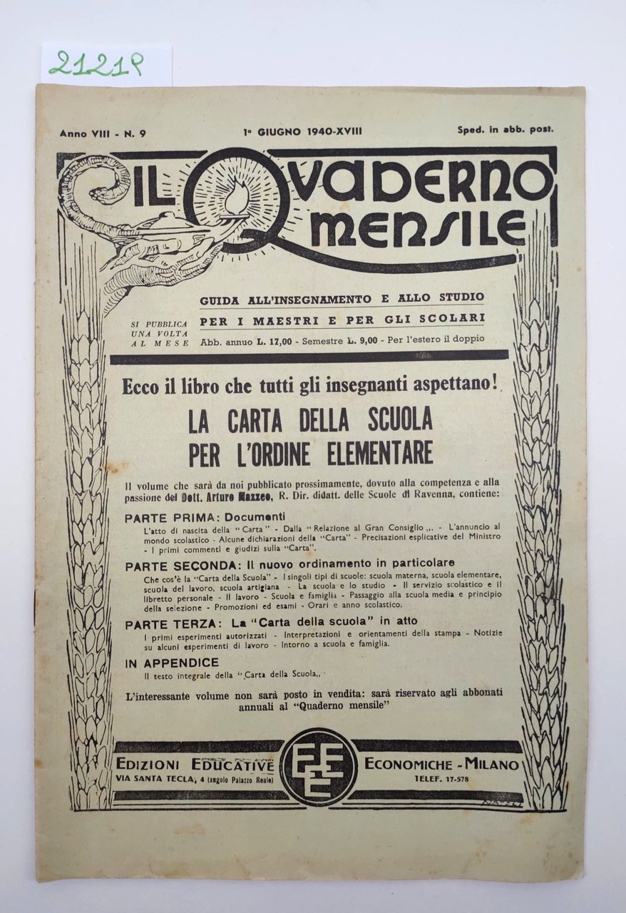 Il quaderno mensile n 9 1940 guida all'insegnamento e allo …