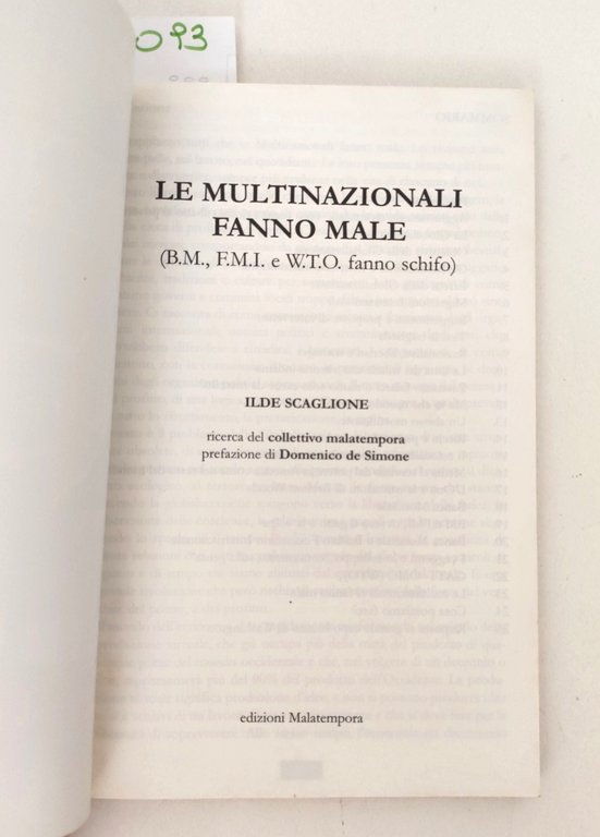 Ilde Scaglione Le multinazionali fanno male Malatempora