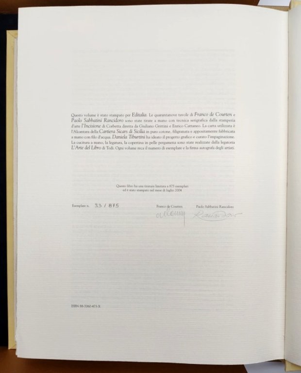 Incantesimi 49 tavole di Franco de Courten e Paolo Sabatini …