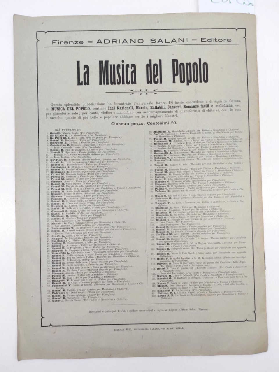 Inno alla guerra per l'esercito italiano Salani poesia di Angelo …