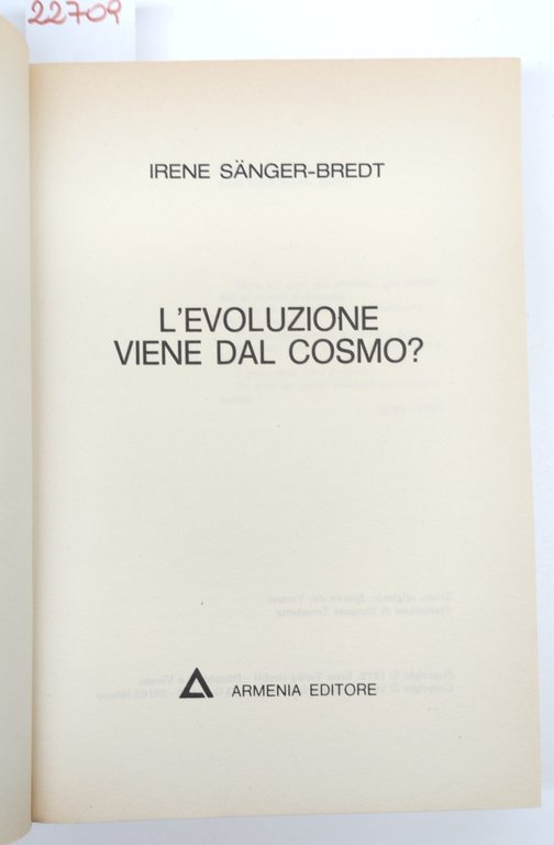 Irene Sanger Bredt L'evoluzione viene dal cosmo Armenia 1976