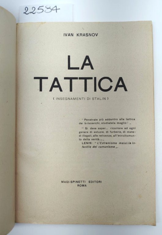 Ivan Krasno La tattica gli insegnamenti di Stalin Magi Spinetti …