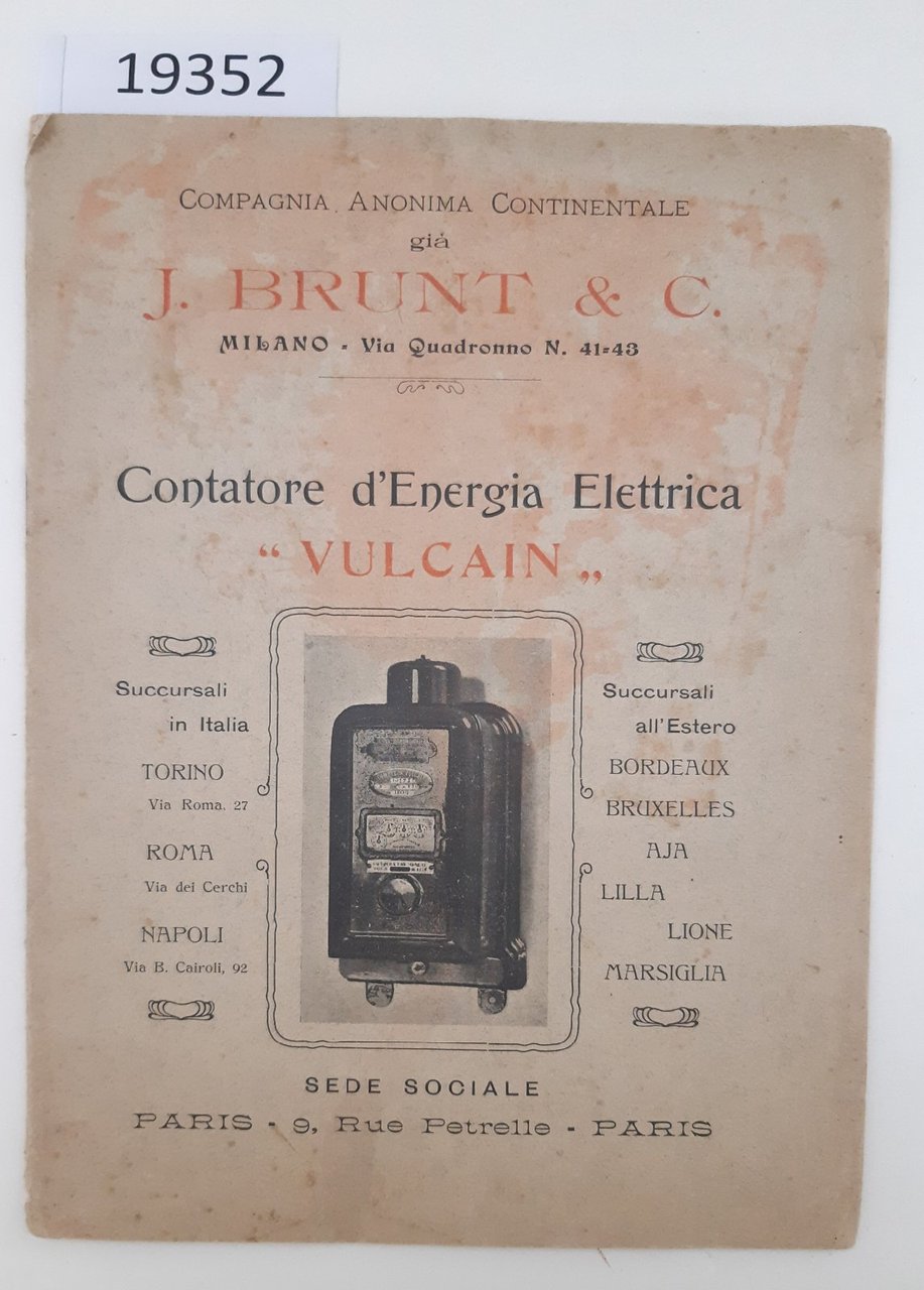 J. Brunt & C. Contatore di energia elettrica Vulcain Paris … | Immagine principale