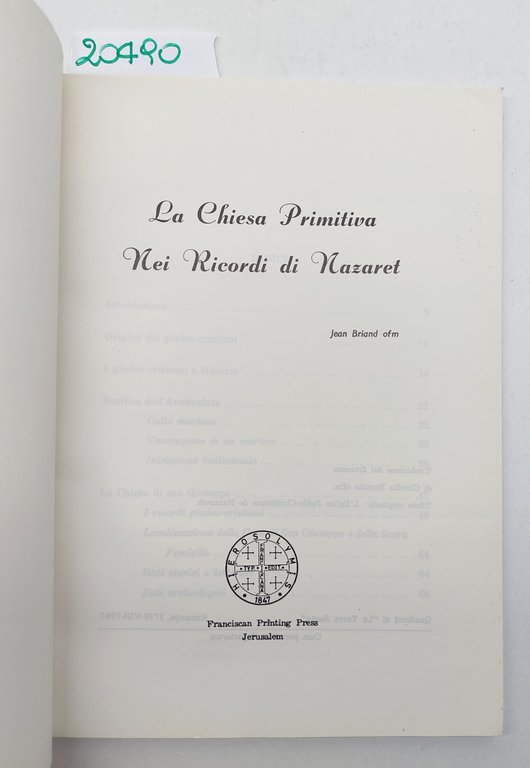 Jean Briand Ofm La chiesa primitiva nei ricordi di Nazareth …