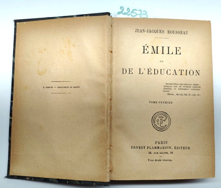 Jean-Jacques Rousseau Emile ou de l'education 2 volumi Paris Flammarion …