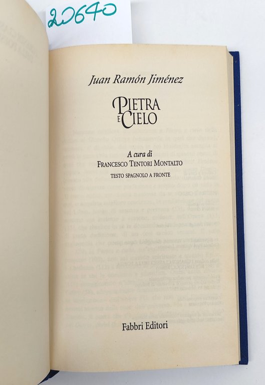 Juan Ramon Jimenez Pietra e cielo Fabbri editore 1997