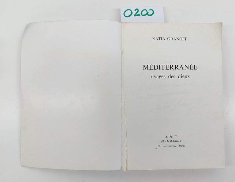 Katia Granoff Mediterraneerivages Des Dieux Flammaion 1973 autografato