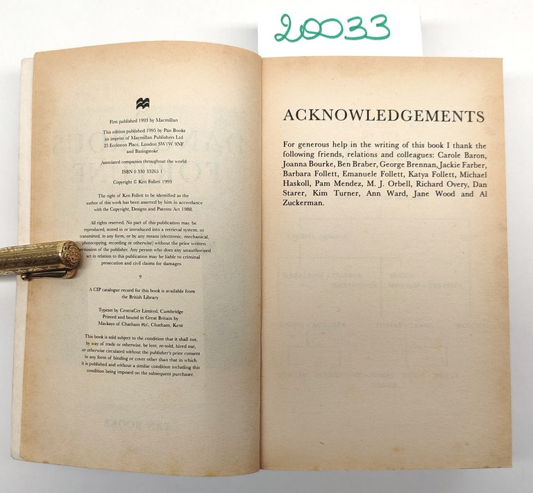 Ken Follett A Dangerous fortune Pan books 1993 1° edizione