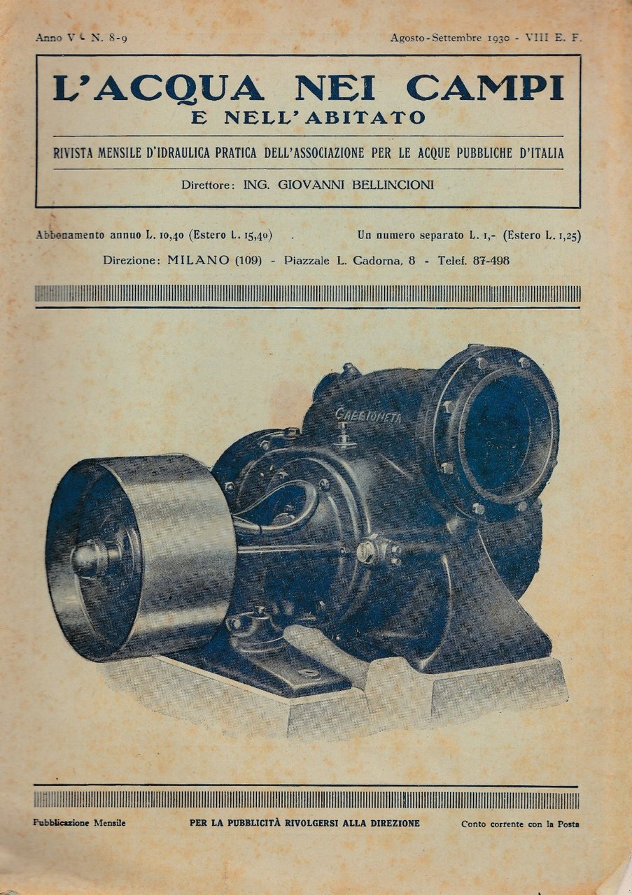 L'acqua Nei Campi Nell'abitato Agosto Settembre 1930 Rivista Mensile