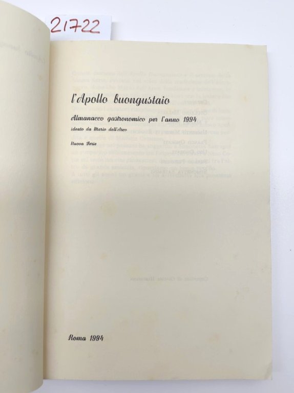 L'apollo buongustaio almanacco gastronomico per l'anno 1994
