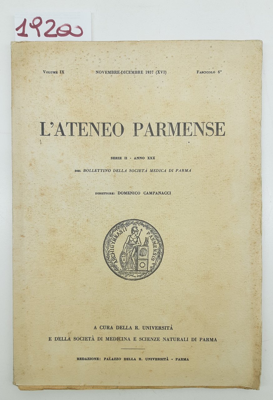 L'ateneo Parmense n. 6 novembre dicembre 1937 Università di Parma