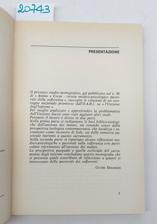 L'unzione degli infermieri ha valore oggi? Edizioni O.A.R.I. 1972