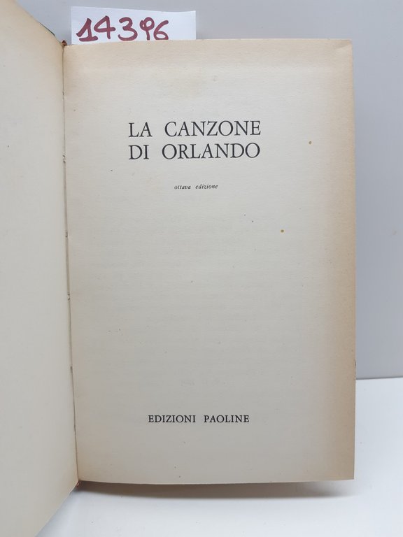 La canzone di Orlando 8° ed. Paoline 1963