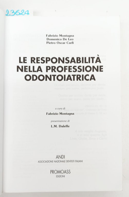 La responsabilità nella pratica odontoiatrica Promoass ANDI 1998 | Immagine Gallery 3