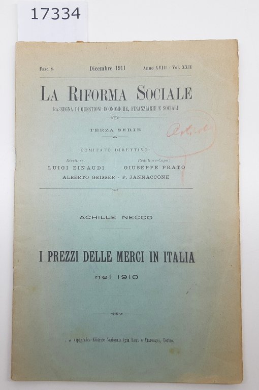 La riforma sociale Achille Necco I prezzi delle merci in … | Immagine Gallery 2
